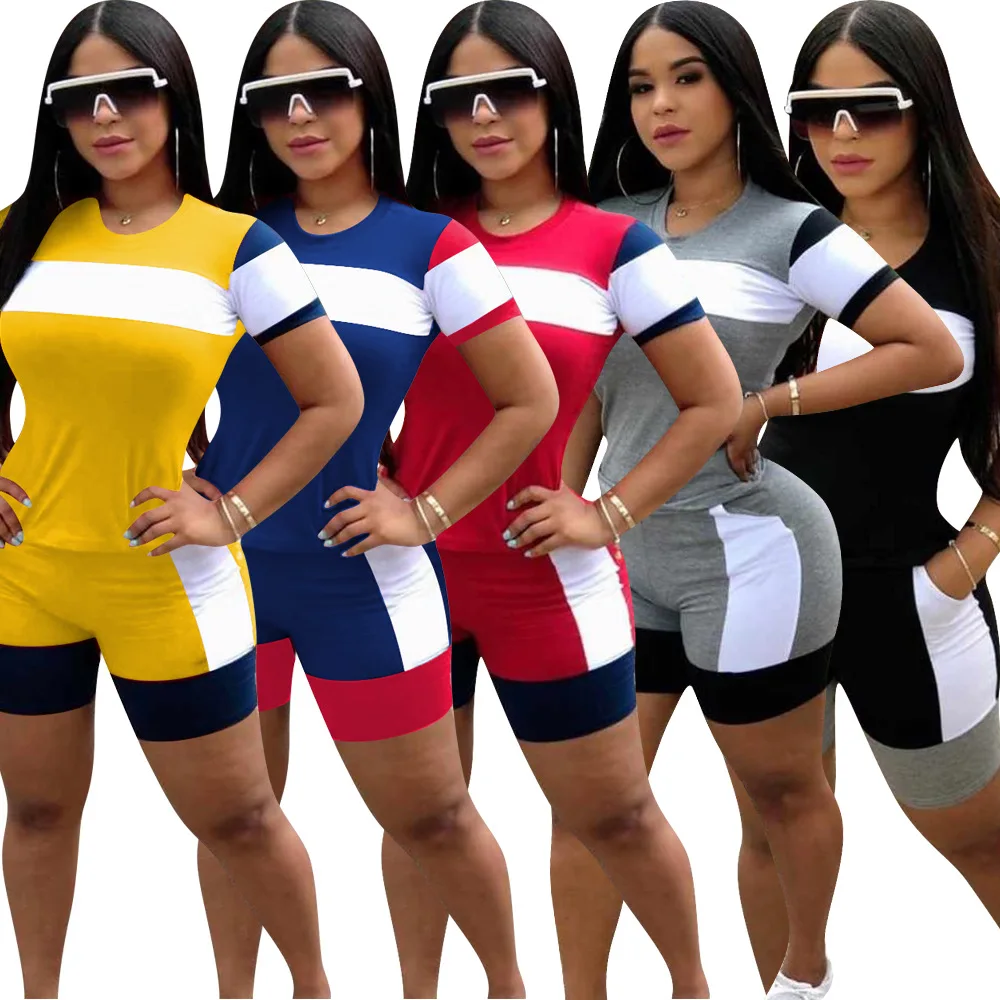 2020 New Wholesale Summer Womens Sexy Bodycon Short Sleeve Stitching Two Piece Shorts Pants Set, Customized color
2020 New Wholesale Summer Womens Sexy Bodycon Short Sleeve Stitching Two Piece Shorts Pants Set, Customized color