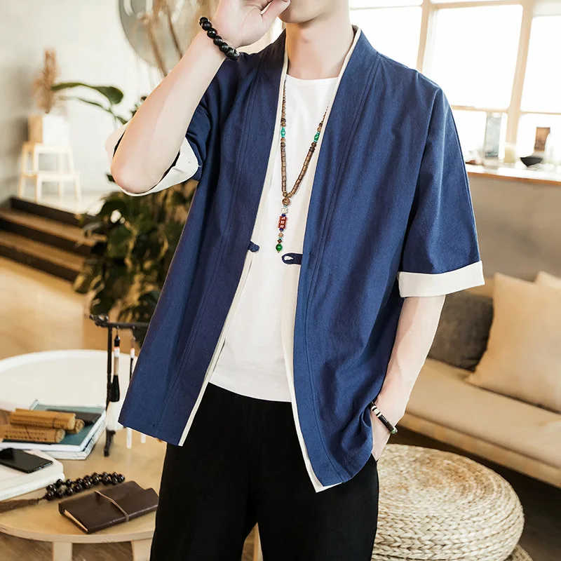 Solid color adult plus size 4XL 5XL coat without button Tang suit Chinese style short sleeve cardigan linen cotton shirt men, Picture color
Solid color adult plus size 4XL 5XL coat without button Tang suit Chinese style short sleeve cardigan linen cotton shirt men, Picture color