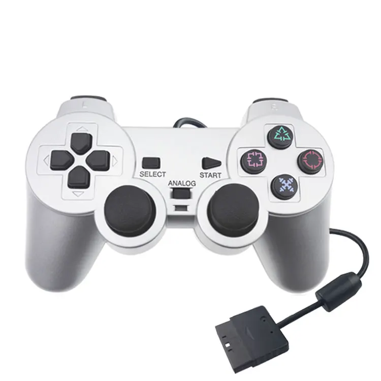 

Wired Game Vibration controller Gamepad for Sony for PS2 Controller Joystick for PlayStation 2 joypads, Gray