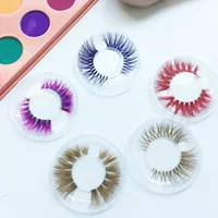

New product lashes high quality eyelash custom packaging accepted 3d color mink full strip eyelashes
