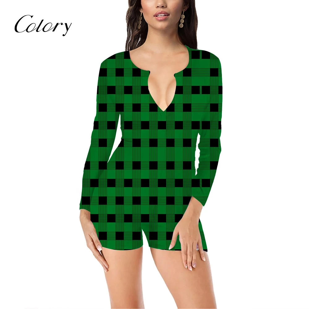 Colory Mommy And Me Sexy Christmas Pajamas Fashion Print Onesie, Customized color 
Colory Mommy And Me Sexy Christmas Pajamas Fashion Print Onesie, Customized color