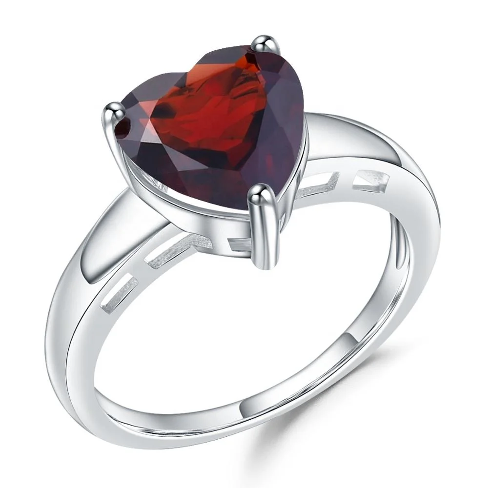 Abiding heart natural garnet gemstone custom fashion jewelry sterling silver wedding rings for women, Red
Abiding heart natural garnet gemstone custom fashion jewelry sterling silver wedding rings for women, Red