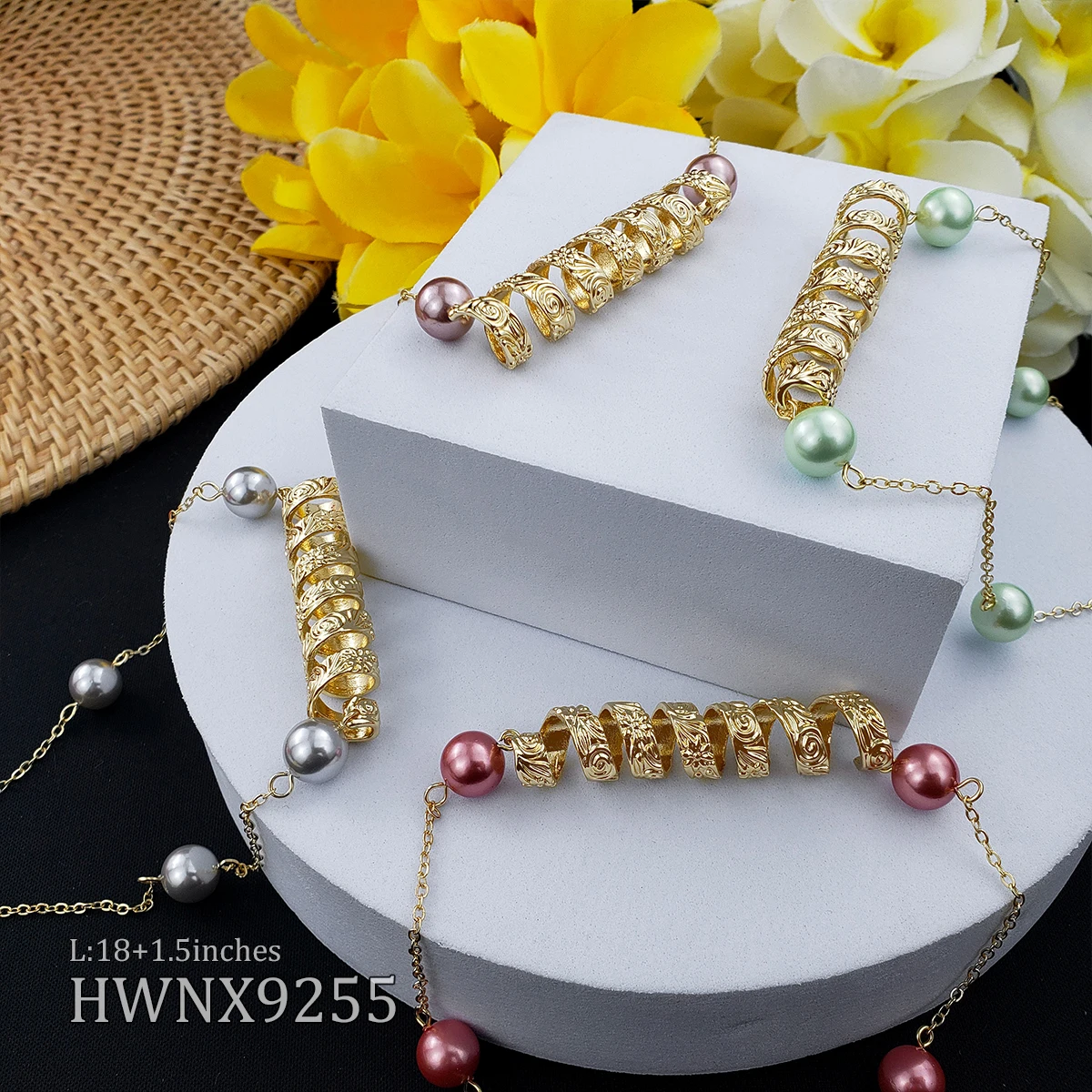 Hawaiian Jewelry Necklace Gold Plated Plumeria Flower Screw Pearl Jewelry Set, Customized color
Hawaiian Jewelry Necklace Gold Plated Plumeria Flower Screw Pearl Jewelry Set, Customized color