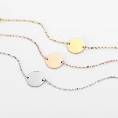 New Trendy Gold Plated Thin Extender Chain Round Disc Charm Bracelet Minimalist Custom Lettering Stainless Steel Bracelet
New Trendy Gold Plated Thin Extender Chain Round Disc Charm Bracelet Minimalist Custom Lettering Stainless Steel Bracelet
