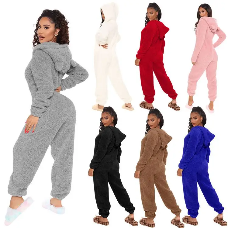 New Lady Warm Rompers Plain Zipper Adjustable Hooded Thick Plush One Piece Winter Women Jumpsuit
New Lady Warm Rompers Plain Zipper Adjustable Hooded Thick Plush One Piece Winter Women Jumpsuit