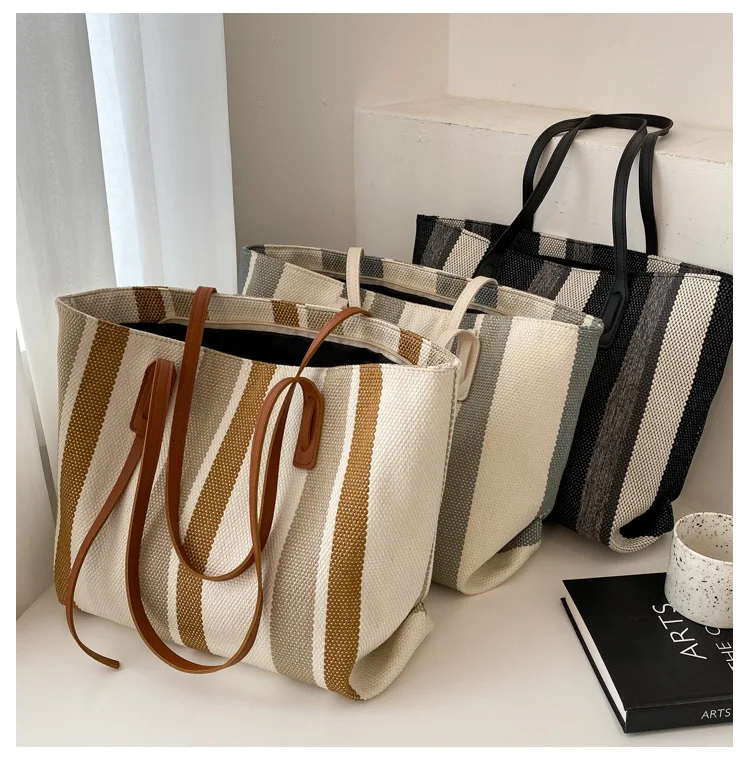 New Casual Custom Canvas Women Fashion Handbags Stripe Tote Bag Large Shoulder Bag Hot Selling Laptop Bag, Customized color
New Casual Custom Canvas Women Fashion Handbags Stripe Tote Bag Large Shoulder Bag Hot Selling Laptop Bag, Customized color