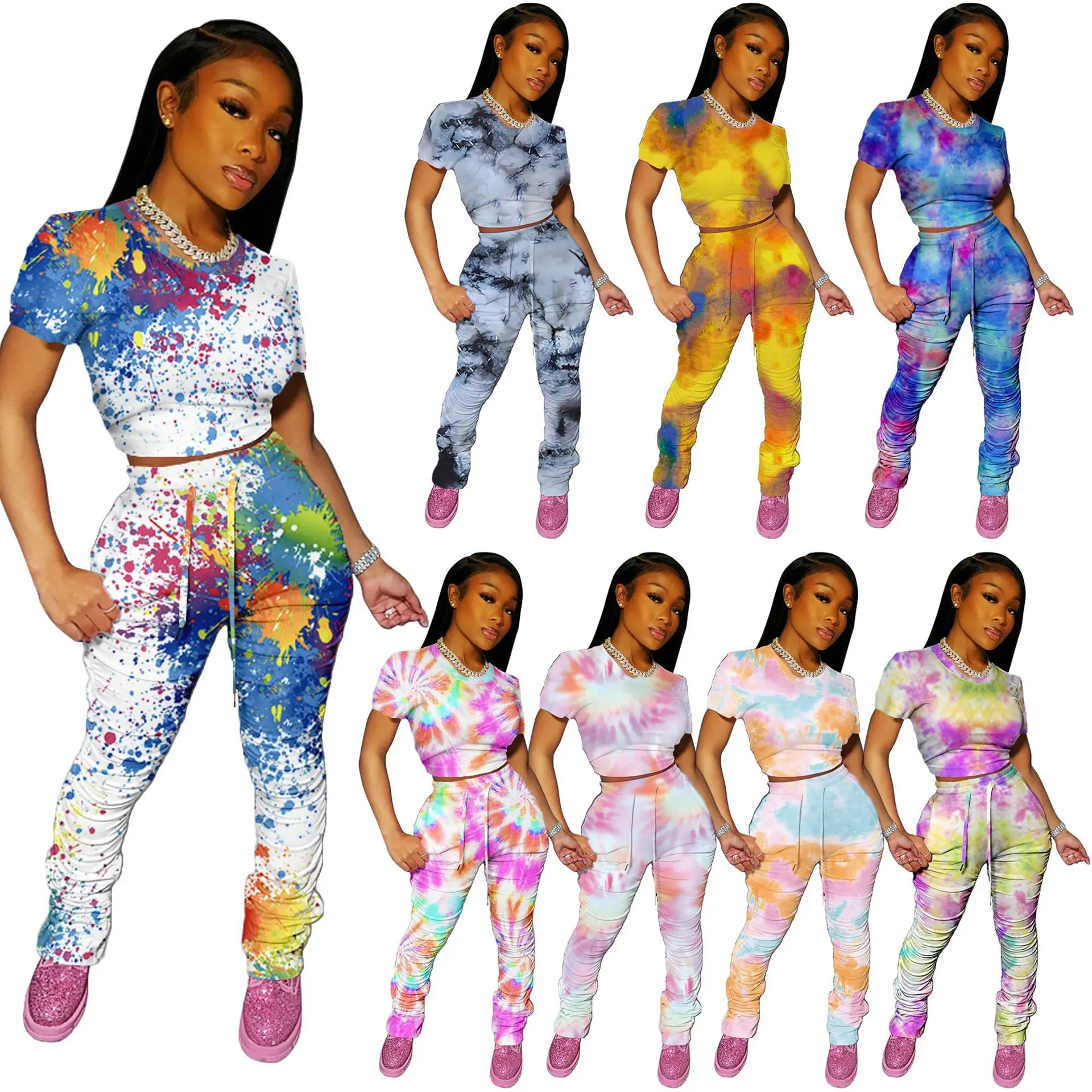 Women's short sleeve leisure sports women's personalized colorful pattern suit, 8color
Women's short sleeve leisure sports women's personalized colorful pattern suit, 8color