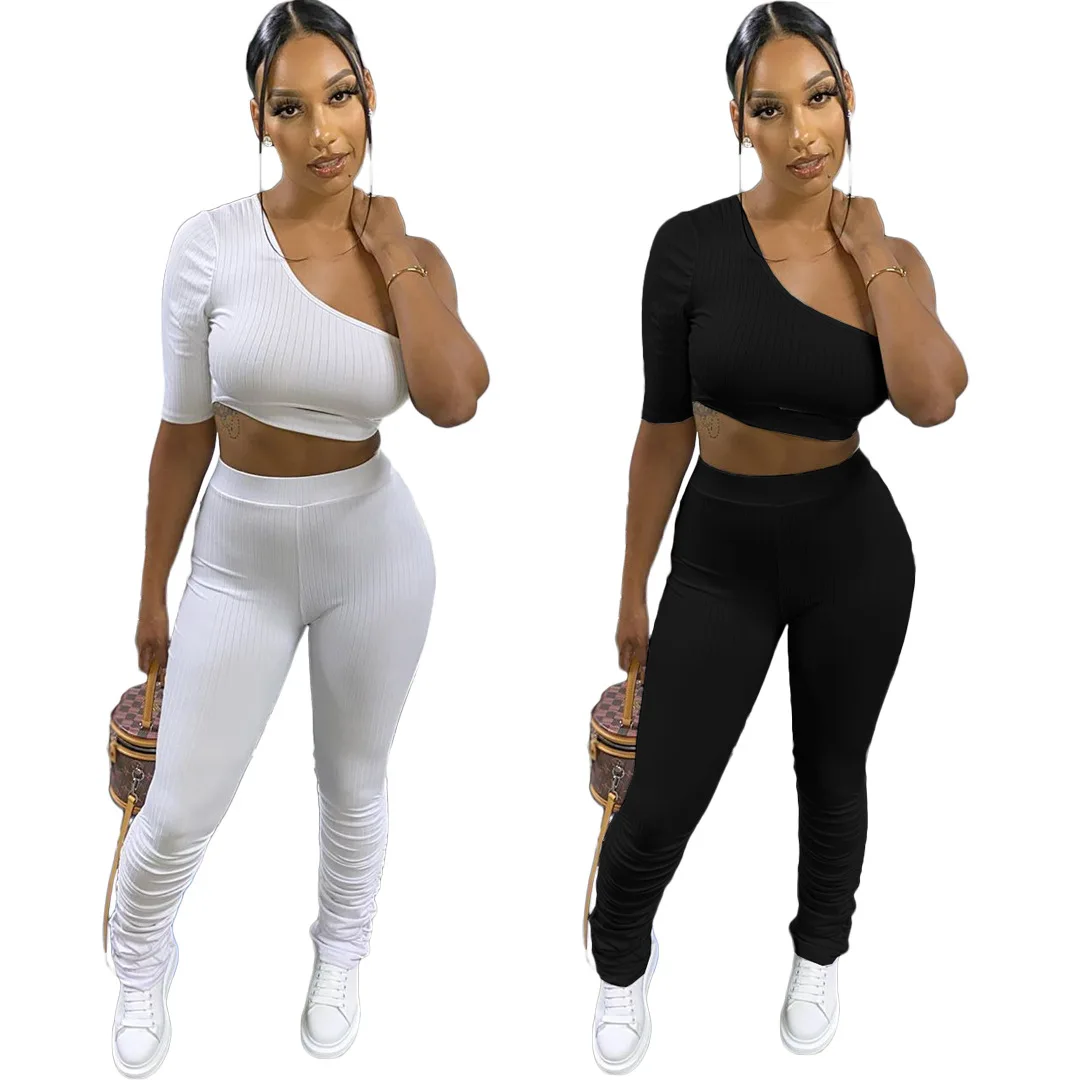 New Clothing women Set Two Piece Summer fashion Rib Crop Irregular Top High Waist Tight Trouser Suit One Shoulder Two Piece Set
New Clothing women Set Two Piece Summer fashion Rib Crop Irregular Top High Waist Tight Trouser Suit One Shoulder Two Piece Set