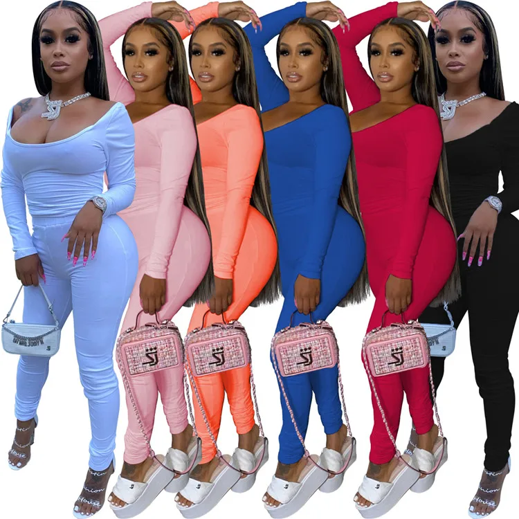 Casual 2 PCS Outfit Tracksuit Home Solid Color Long Sleeve Top Leggings Fall Women Two Piece Set, Picture
Casual 2 PCS Outfit Tracksuit Home Solid Color Long Sleeve Top Leggings Fall Women Two Piece Set, Picture
