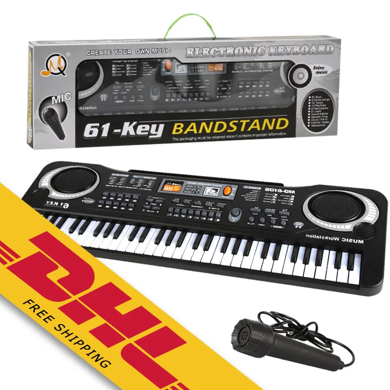 ABS 61 Keys 16 Sounds 10 Rhythms Electric Keyboard Multifunctional Mini Electronic Piano with Microphone Piano Toy for Children, Black&white
ABS 61 Keys 16 Sounds 10 Rhythms Electric Keyboard Multifunctional Mini Electronic Piano with Microphone Piano Toy for Children, Black&white
