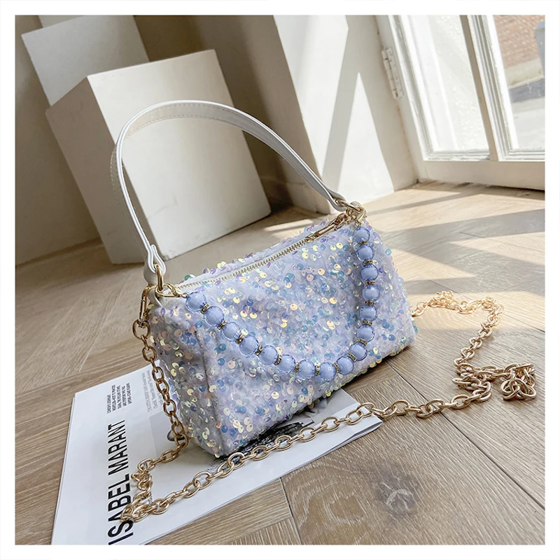 Luxury Female Casual Messenger Bag Sequins Cluth Pearl Handbag Mini Crossbody Purse For Ladies, Customized color
Luxury Female Casual Messenger Bag Sequins Cluth Pearl Handbag Mini Crossbody Purse For Ladies, Customized color