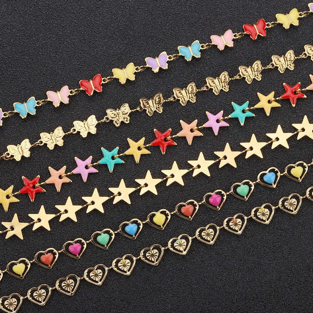 Colorful Butterfly Enamel Necklace Hollow Heart Bead chain Bracelet Stainless Steel Star Drip Oil Chain Enamel Chain
Colorful Butterfly Enamel Necklace Hollow Heart Bead chain Bracelet Stainless Steel Star Drip Oil Chain Enamel Chain