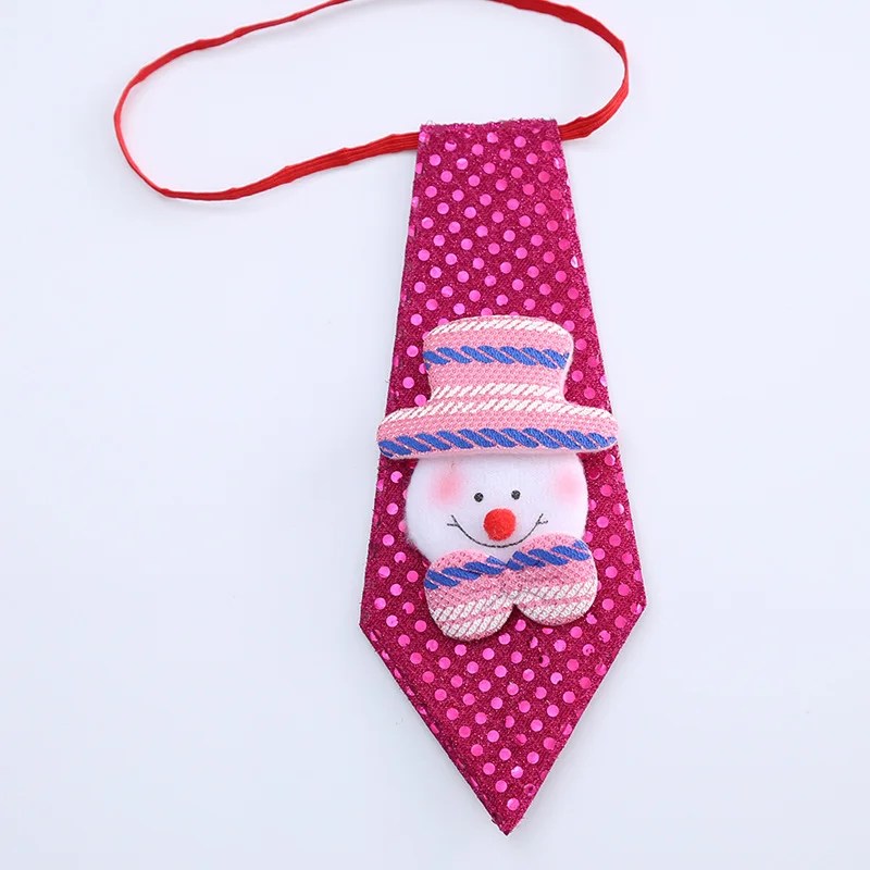 Printed Kids Christmas Tie Novelty Necktie Red Santa Claus Snowflake Neck Tie for Festival Gift