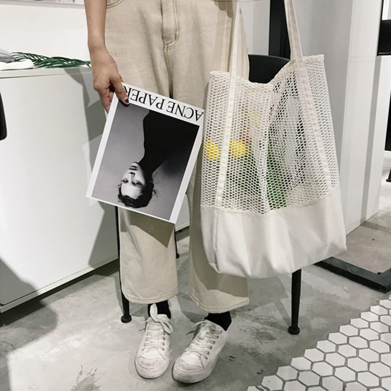 Fashion Eco FriendlyCasual Fruit&Grocery&Shopping or Storage/Beach Reusable Net Fabric Cotton Canvas Mesh Tote Bag
Fashion Eco FriendlyCasual Fruit&Grocery&Shopping or Storage/Beach Reusable Net Fabric Cotton Canvas Mesh Tote Bag