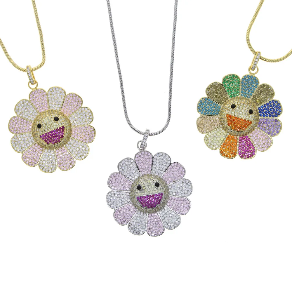 micro pave pink white rainbow cz smile face smily happy flower pendant women big pendant necklace
micro pave pink white rainbow cz smile face smily happy flower pendant women big pendant necklace