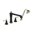 With spray head long handle push tap golden and black color for bathtub sink faucet