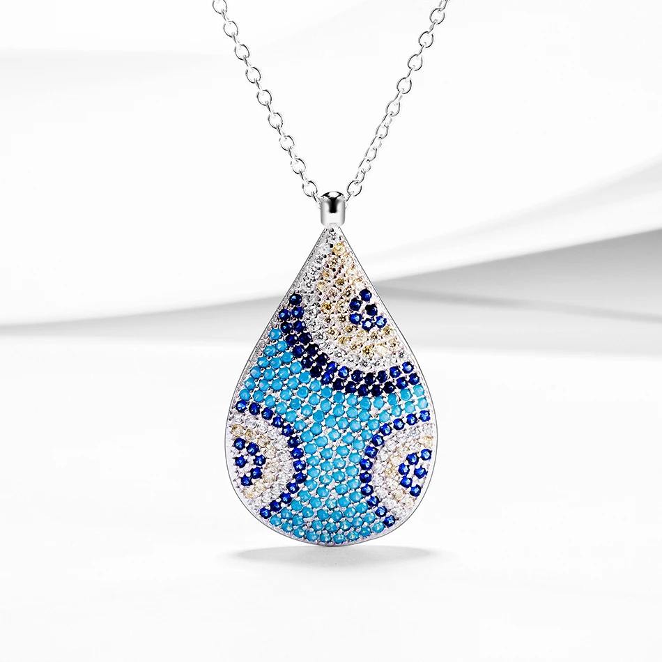 Luxury Real 925 Sterling Silver Necklace Blue Eye Pendants Necklaces Fit Women CZ Jewelry Gift
Luxury Real 925 Sterling Silver Necklace Blue Eye Pendants Necklaces Fit Women CZ Jewelry Gift