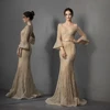 PEV-L3139 Vintage Bell Sleeves Mermaid Beaded Lace Party Prom evening dresses women