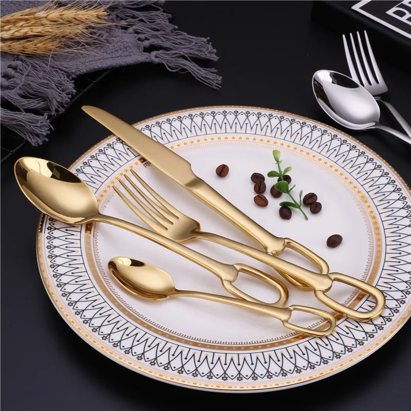 Golden 4 Pieces Stainless Steel Spoons Fork Knife Dinnerware Set Hotel Restaurant Cutlery In Flatware Set
Golden 4 Pieces Stainless Steel Spoons Fork Knife Dinnerware Set Hotel Restaurant Cutlery In Flatware Set