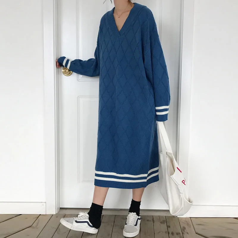 Hot sale korean style fashion ladies pullover cashmere dresses v neck maxi striped sweaters
Hot sale korean style fashion ladies pullover cashmere dresses v neck maxi striped sweaters