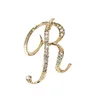 Wholesale Sales Letters A to Z Clear Crystal Rhinestone 26 Alphabet Letter Initial Brooch Pins For Women