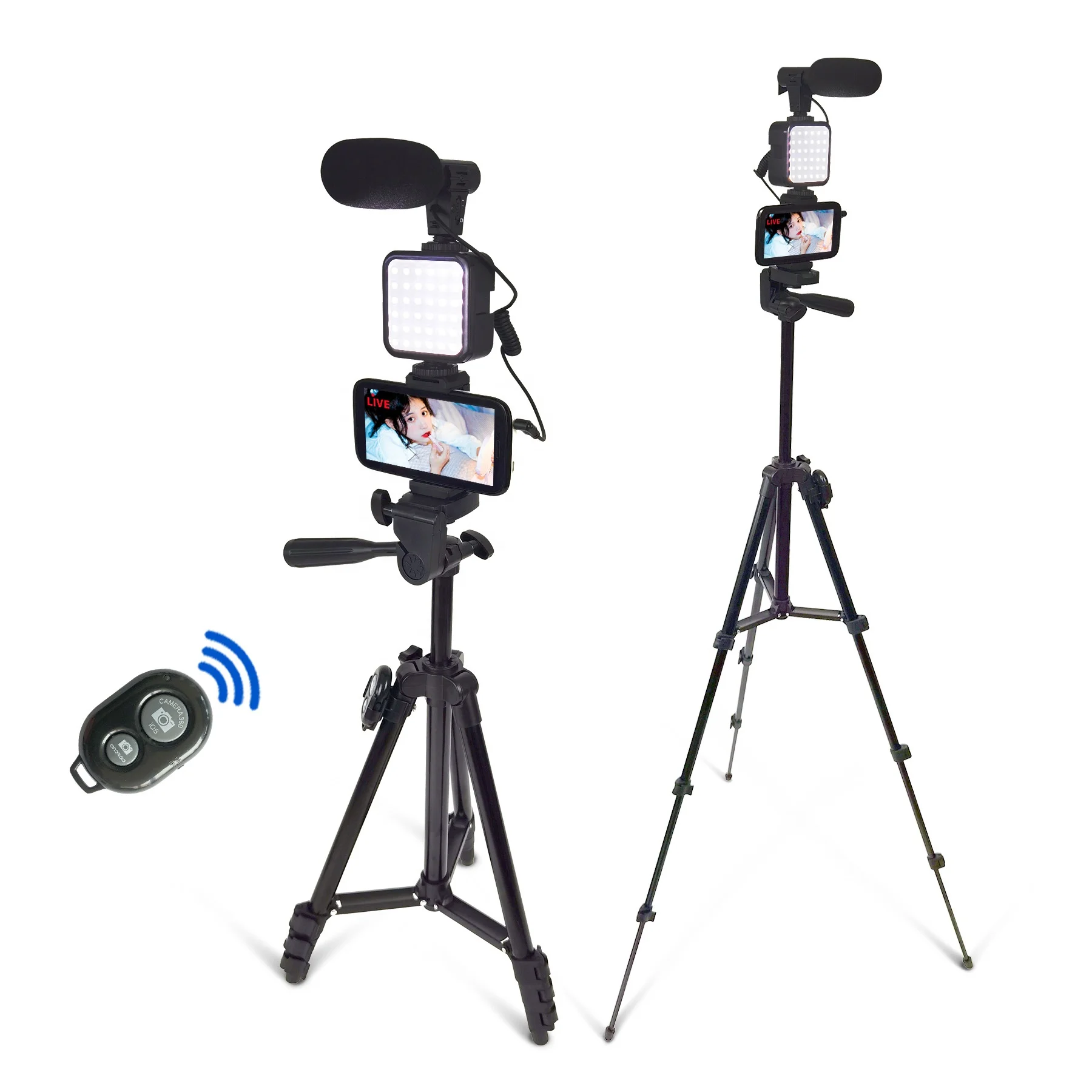 Professional Portable Easily Adjustable Height Tripod Stand With Selfie Ring Light For Video Light Vlogging kit
Professional Portable Easily Adjustable Height Tripod Stand With Selfie Ring Light For Video Light Vlogging kit