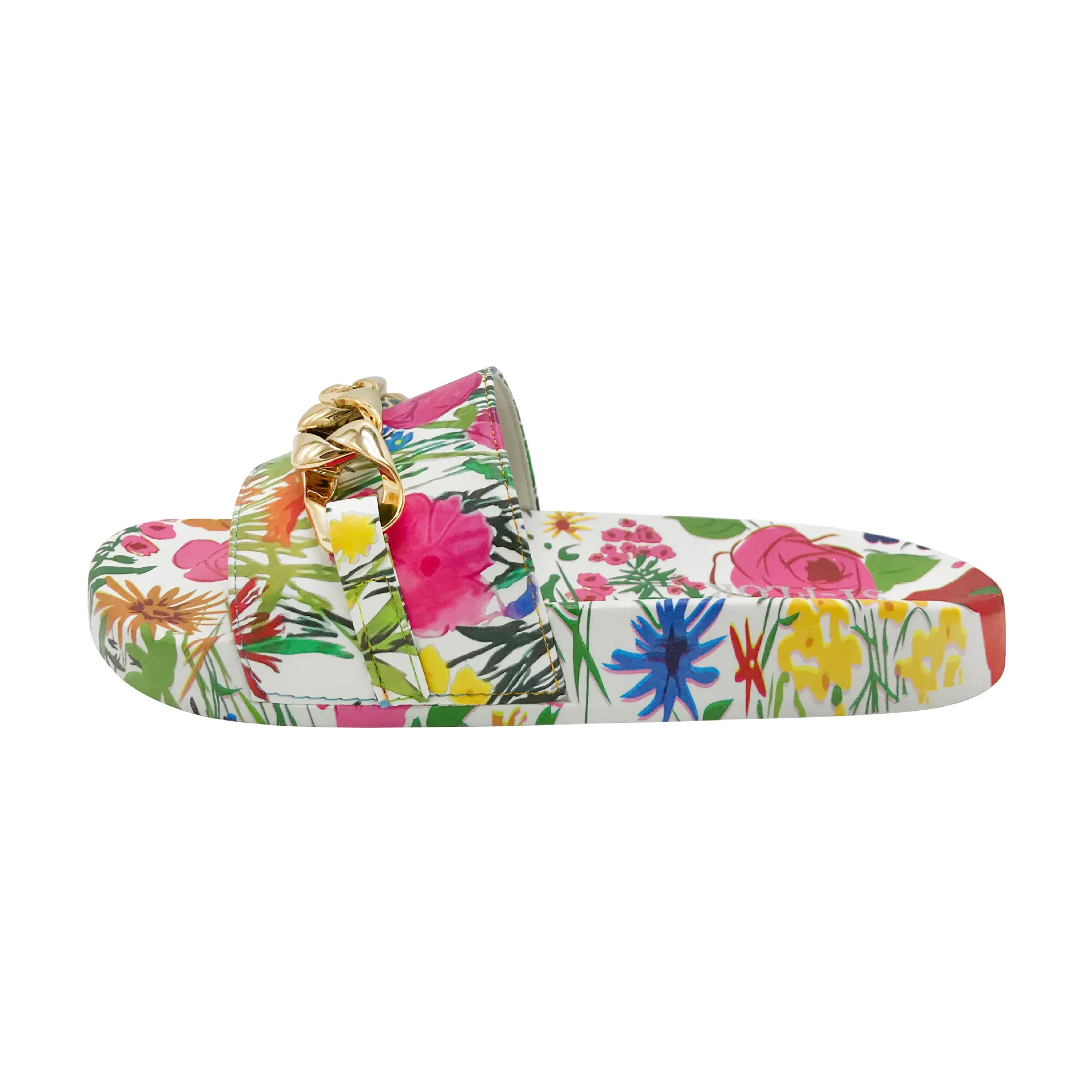 Wholesale 2021 new design floral pattern metal chain decoration fashion sandals flat outdoor and anti-slip women's slippers, Customized color
Wholesale 2021 new design floral pattern metal chain decoration fashion sandals flat outdoor and anti-slip women's slippers, Customized color