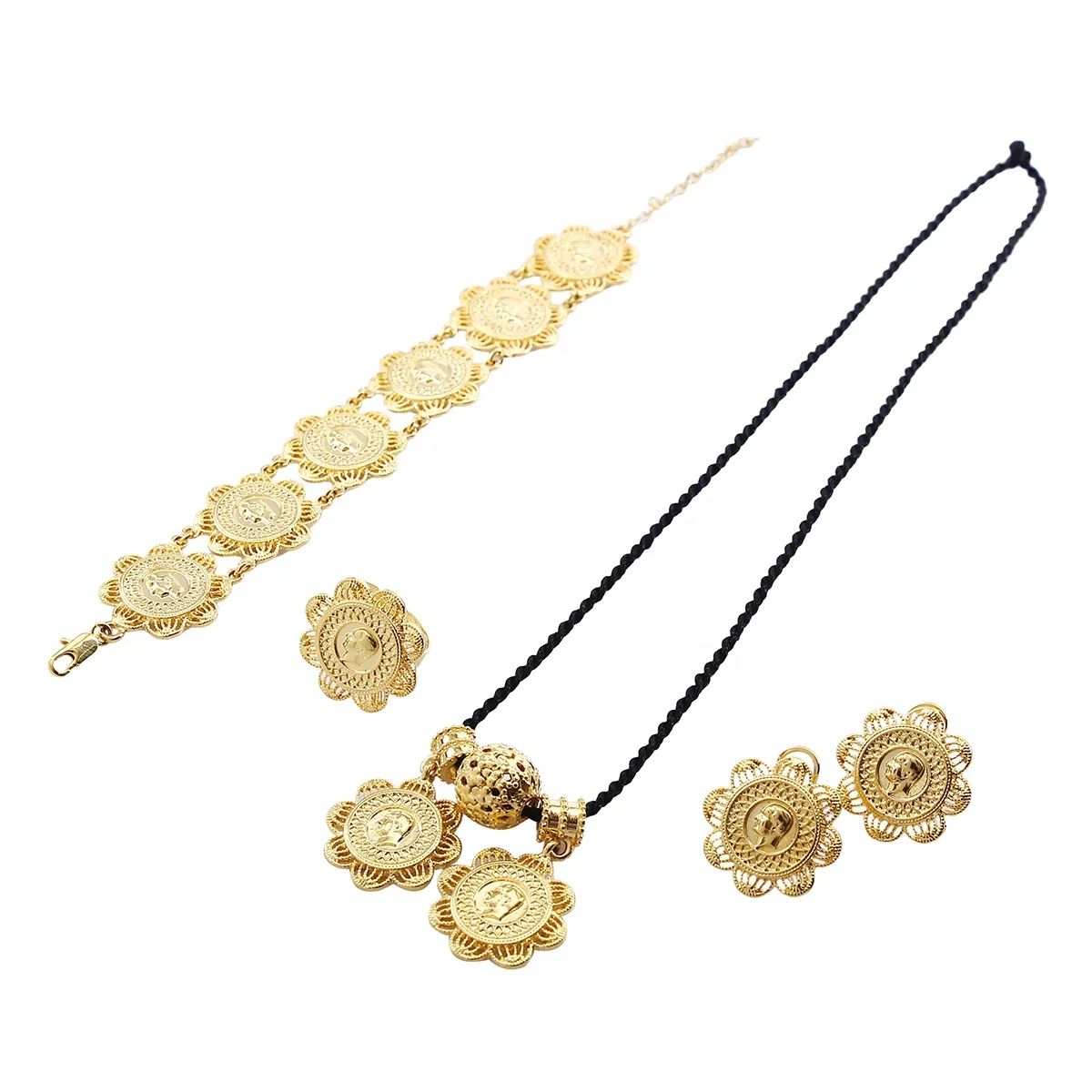 Ethiopian Coin Pendant Earrings Ring Bracelet Gold Color Bridal Wedding Eritrea Habesha Jewelry Set
Ethiopian Coin Pendant Earrings Ring Bracelet Gold Color Bridal Wedding Eritrea Habesha Jewelry Set