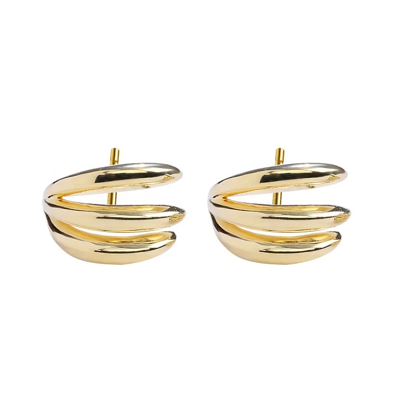 925 Sterling Silver three circle design 18K gold plated stud plain silver earring for women
925 Sterling Silver three circle design 18K gold plated stud plain silver earring for women