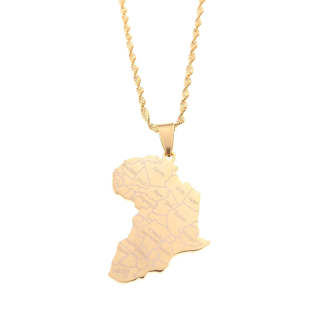 Stainless Steel African Map Pendant Necklace with Country Map Fashion Map Chain Jewelry
Stainless Steel African Map Pendant Necklace with Country Map Fashion Map Chain Jewelry