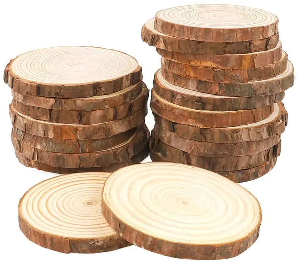 2021 Natural Wood Slices Coaster 20 Pcs 3.1"-3.5" Round Wood Discs Tree Bark Wooden Circles for DIY Crafting Coasters, Natural color
2021 Natural Wood Slices Coaster 20 Pcs 3.1"-3.5" Round Wood Discs Tree Bark Wooden Circles for DIY Crafting Coasters, Natural color