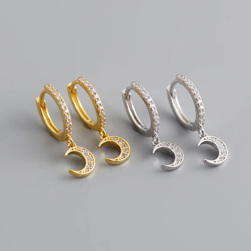 2020 NEW 925 Sterling Silver INS small cz diamond moon shape gold plated hoop earrings for women, Cubic zirconia
2020 NEW 925 Sterling Silver INS small cz diamond moon shape gold plated hoop earrings for women, Cubic zirconia
