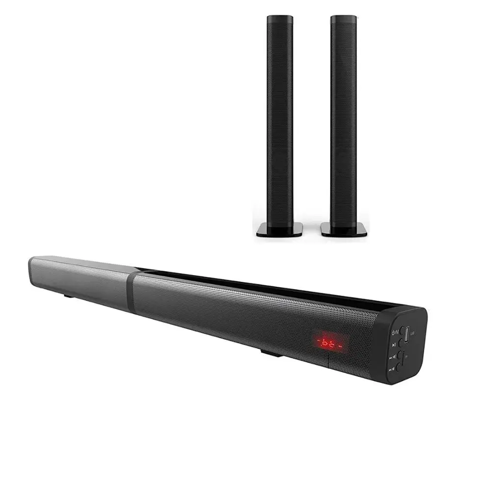 

amazon hot sale 2.0ch BT soundbar samtronic 40W detachable sound bar for TV with USB/TF/Optical/AUX SM2120, Black