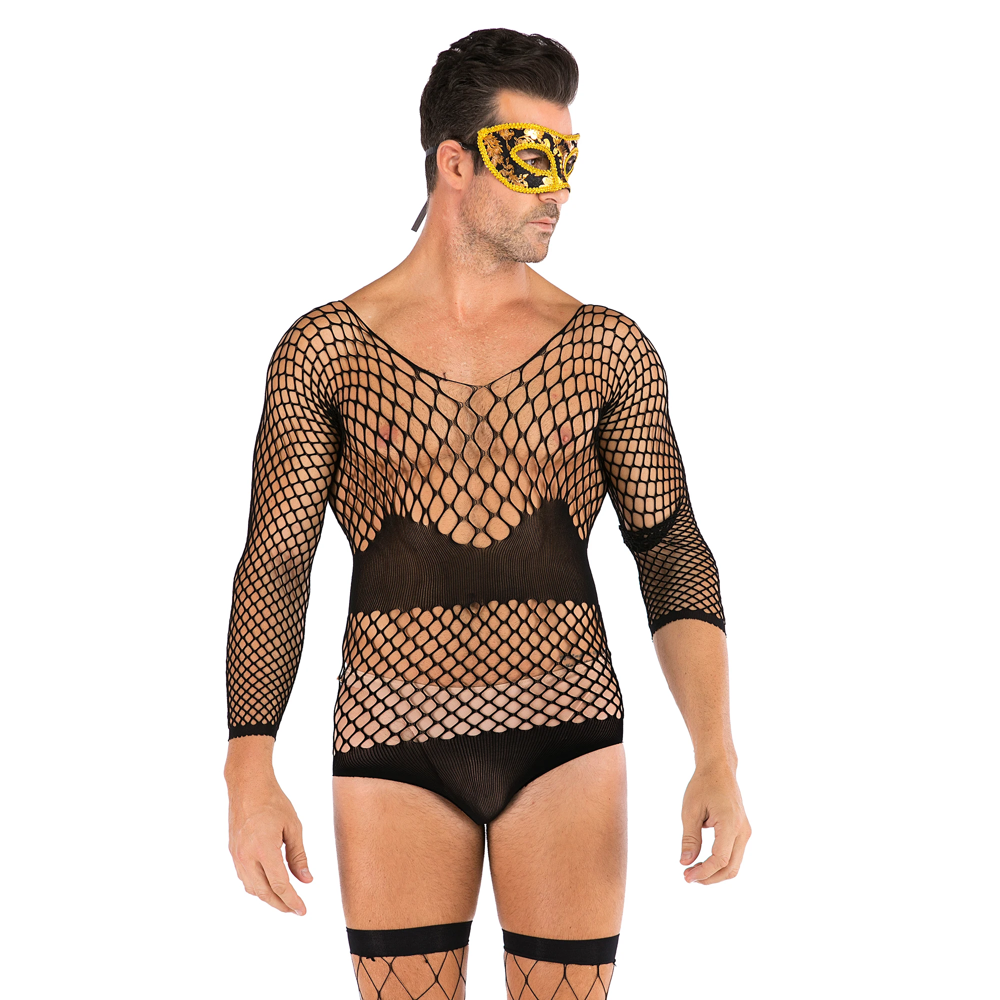 Sexy Man Fishnet Long Sleeve Jumpsuit Body Stocking Bodystocking Buy Sexy Mature Bodystocking
