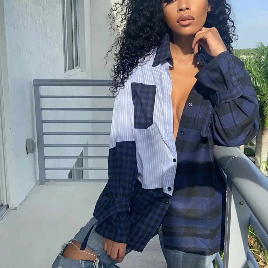 2021 Fall Spring Ladies Clothing Coats Patch Plaid Long Sleeve Fashionable Woman Button Up Shirts For Women Tops And Blouses
2021 Fall Spring Ladies Clothing Coats Patch Plaid Long Sleeve Fashionable Woman Button Up Shirts For Women Tops And Blouses