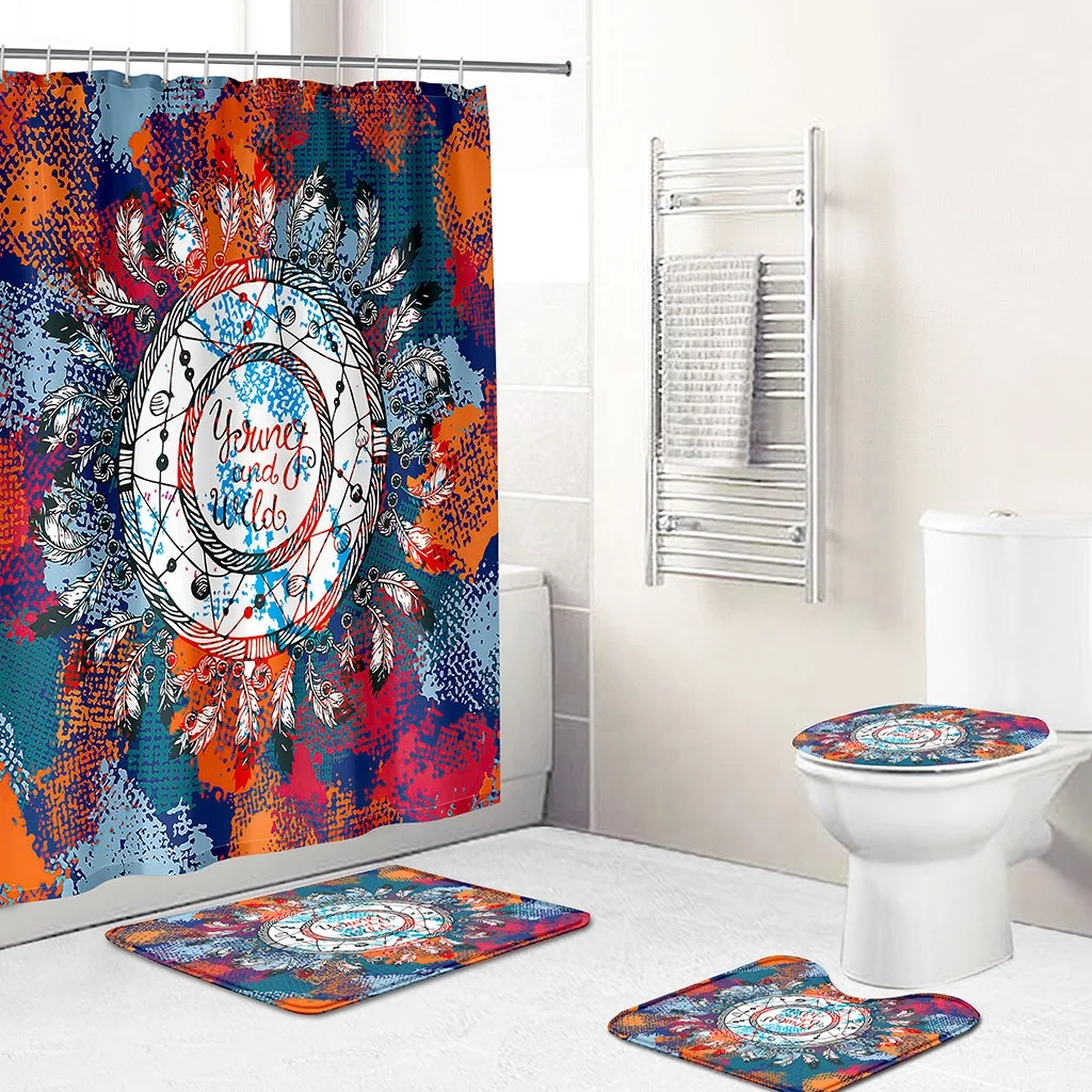 Custom Colorful Dream Catcher Feathers Design Shower Curtains 4 Piece Sets 3D Print Bathroom Sets to Decorate the bathroom, Custom-made 
Custom Colorful Dream Catcher Feathers Design Shower Curtains 4 Piece Sets 3D Print Bathroom Sets to Decorate the bathroom, Custom-made
