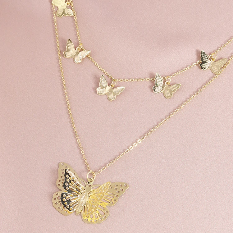 Wholesale Necklace Brass Gold Plated Butterfly Pendant Necklace ladies gold-plated printed bow tie layer necklace
Wholesale Necklace Brass Gold Plated Butterfly Pendant Necklace ladies gold-plated printed bow tie layer necklace