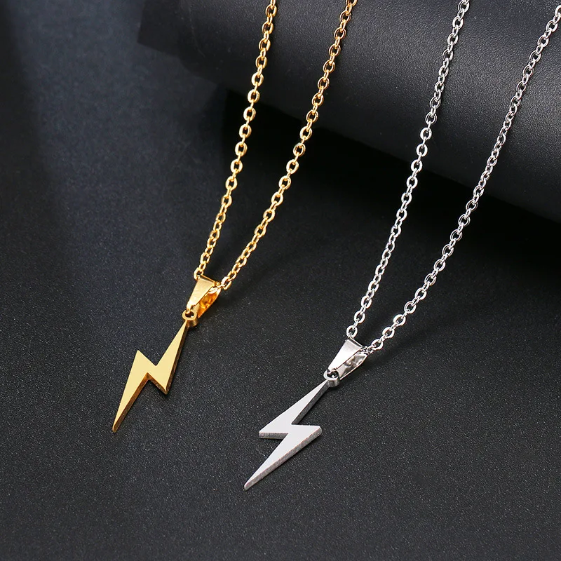 Gold Plated Stainless Steel Lightning Pendant Necklace For Women Men Jewelry, Picture shows
Gold Plated Stainless Steel Lightning Pendant Necklace For Women Men Jewelry, Picture shows