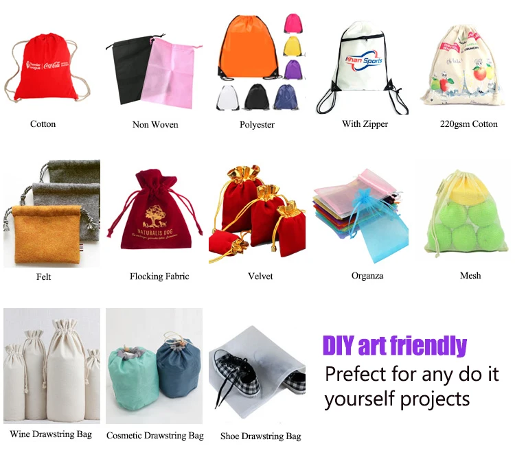 eco custom canvas cotton tote drawstring bag with custom printed