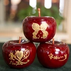 Hot Sale Wholesale Wooden Apple Ornament Gifts Wood Carving Crafts