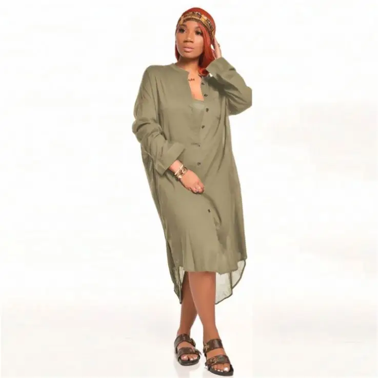 Wholesale Cheap Price Long Sleeve Midi Shirt Plain Casual Dresses Female, Customized
Wholesale Cheap Price Long Sleeve Midi Shirt Plain Casual Dresses Female, Customized