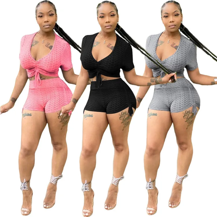 Yoga Set Plus Size Solid Knitted Jacquard Two Piece Setwomen Clothing Summer Crop Top Shorts Casual Active Gy Fitness Clothing, As picture
Yoga Set Plus Size Solid Knitted Jacquard Two Piece Setwomen Clothing Summer Crop Top Shorts Casual Active Gy Fitness Clothing, As picture