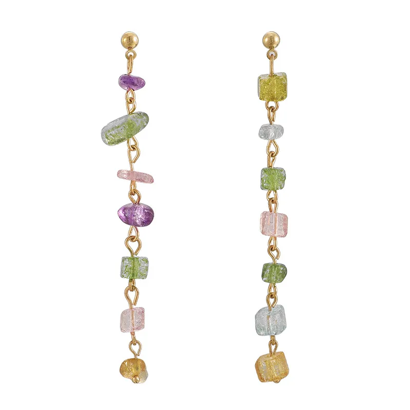 Hot Sale Fashion Women's Popular Hipster Candy-Colored Tassel Earrings Simple and Versatile Long Colorful Gem Ear Stud Hanging, Picture shows
Hot Sale Fashion Women's Popular Hipster Candy-Colored Tassel Earrings Simple and Versatile Long Colorful Gem Ear Stud Hanging, Picture shows