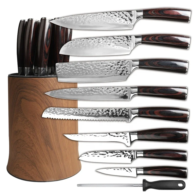 10 Pieces Stainless Steel Forged Blade Knife Set with PakkaWood Handle Knife Set with Round Block
10 Pieces Stainless Steel Forged Blade Knife Set with PakkaWood Handle Knife Set with Round Block