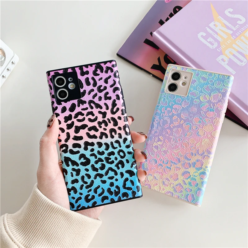 For iPhone 13 Pro Max Case Luxury Leopard Print Square Phone Cover for iPhone 12 11 7 8 Plus XR XS X SE 2020 Rainbow Cases
For iPhone 13 Pro Max Case Luxury Leopard Print Square Phone Cover for iPhone 12 11 7 8 Plus XR XS X SE 2020 Rainbow Cases