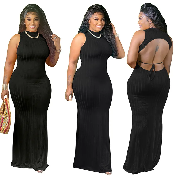 Womens Summer Maxi Dress 2021 Summer Backless Lace Up Slimming Waist Sleeveless Night Club Party Solid S-XL Lady Bodycon Dresses, As picture
Womens Summer Maxi Dress 2021 Summer Backless Lace Up Slimming Waist Sleeveless Night Club Party Solid S-XL Lady Bodycon Dresses, As picture