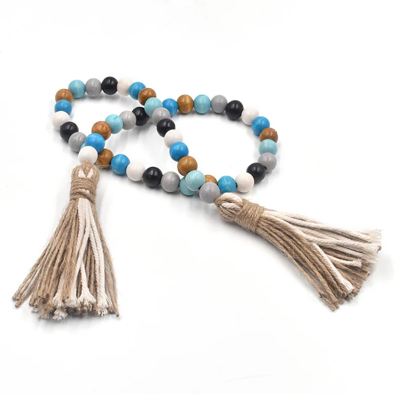 Rustic Farmhouse Color Wood Bead Garland with tassel for home decor accessories, Colorful
Rustic Farmhouse Color Wood Bead Garland with tassel for home decor accessories, Colorful
