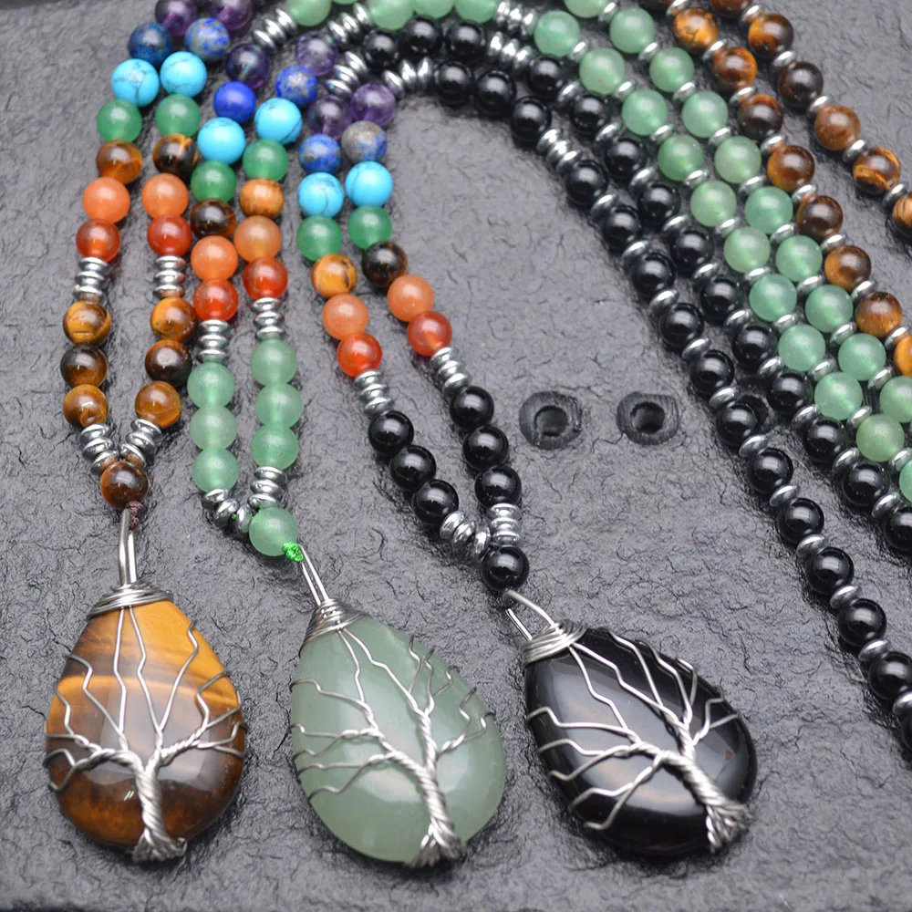 Wire Wrapped Life Tree Natural Gemstone Pear Pendant Round Beads Chakra Chains Necklace Fashion Jewelry
Wire Wrapped Life Tree Natural Gemstone Pear Pendant Round Beads Chakra Chains Necklace Fashion Jewelry