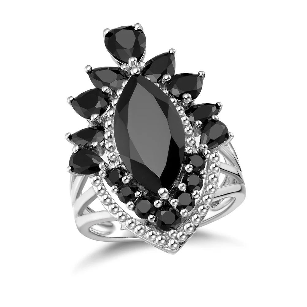 Most Popular Natural Black Spinel Women jewelry set 925 Sterling Silver Engagement Ring
Most Popular Natural Black Spinel Women jewelry set 925 Sterling Silver Engagement Ring