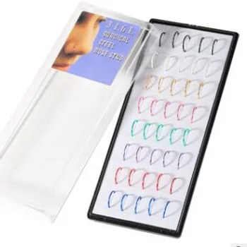 (40pcs/box) Fashion Body Jewelry 9*0.9mm Colorful Stainless Steel Nose Hoop Nose Ring Stud Punk Style Body Piercing Jewelry
(40pcs/box) Fashion Body Jewelry 9*0.9mm Colorful Stainless Steel Nose Hoop Nose Ring Stud Punk Style Body Piercing Jewelry